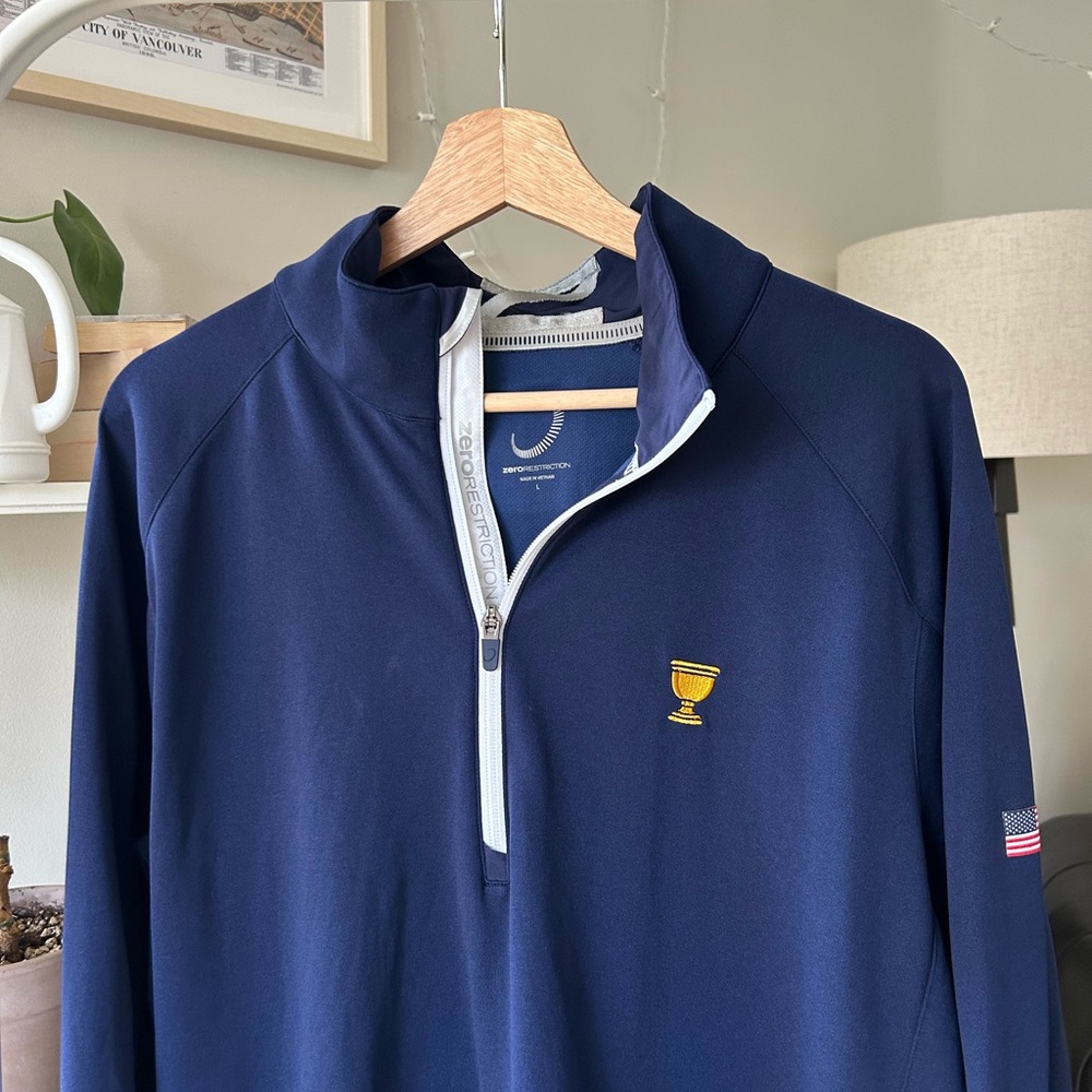 Zero Restriction Golf Performance Navy Blue Half Zip Pullover
